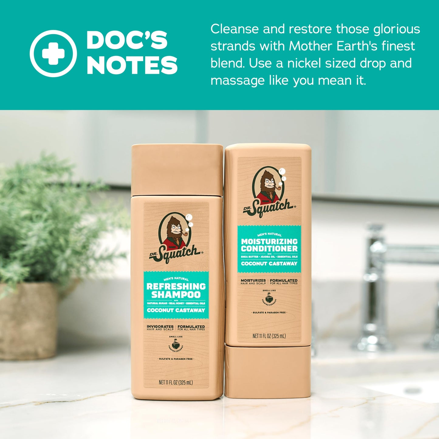 Dr. Squatch Men's Natural Shampoo and Conditioner Set - Sulfate & Paraben Free Natural Shampoo and Conditioner for Men - Scalp Nourishing Formula