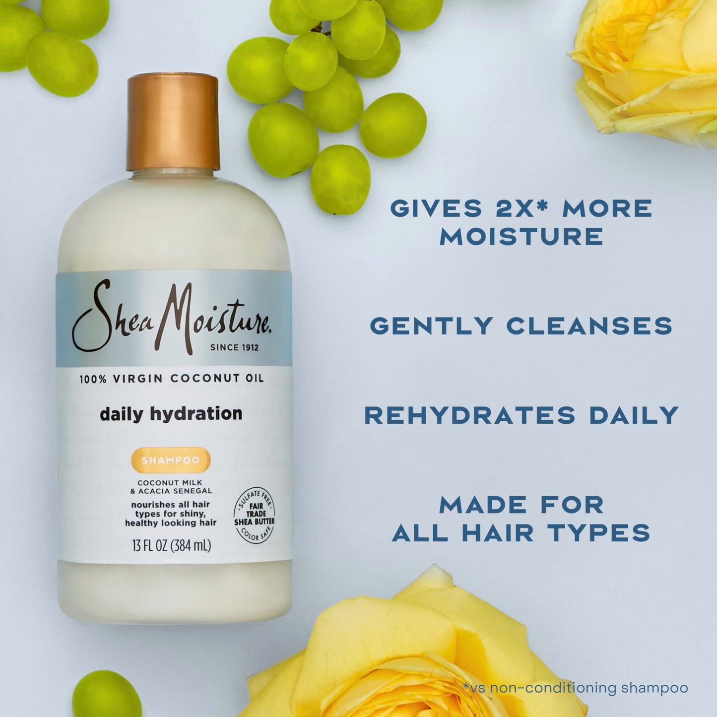 Shea Moisture Daily Hydration Shampoo Virgin Coconut Oil for All Hair Types Sulfate-Free 13 oz Beauty and Personal Care Shea Moisture