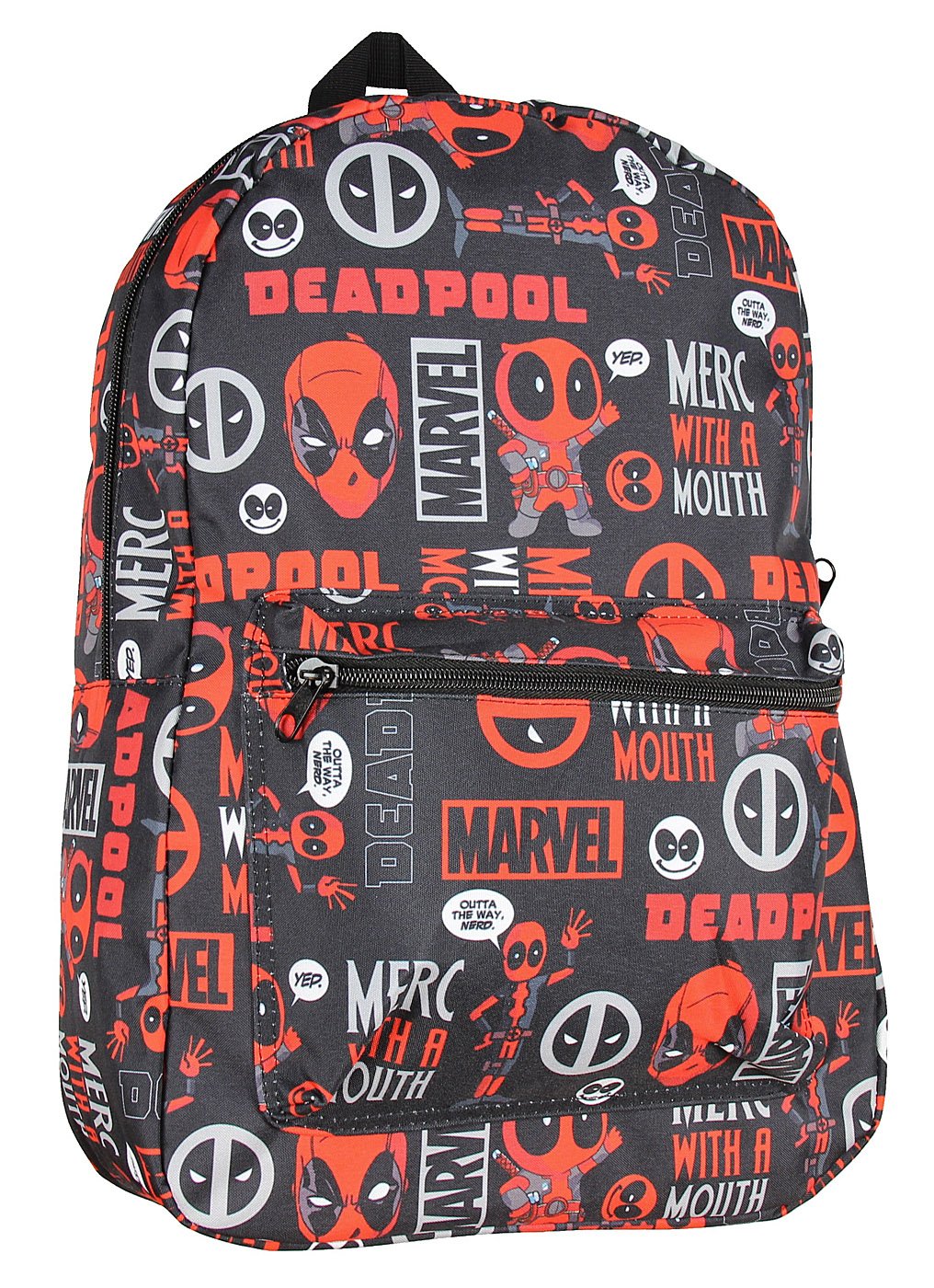 Marvel Deadpool Backpack Merc With A Mouth Verbiage All Over Print Lap ...
