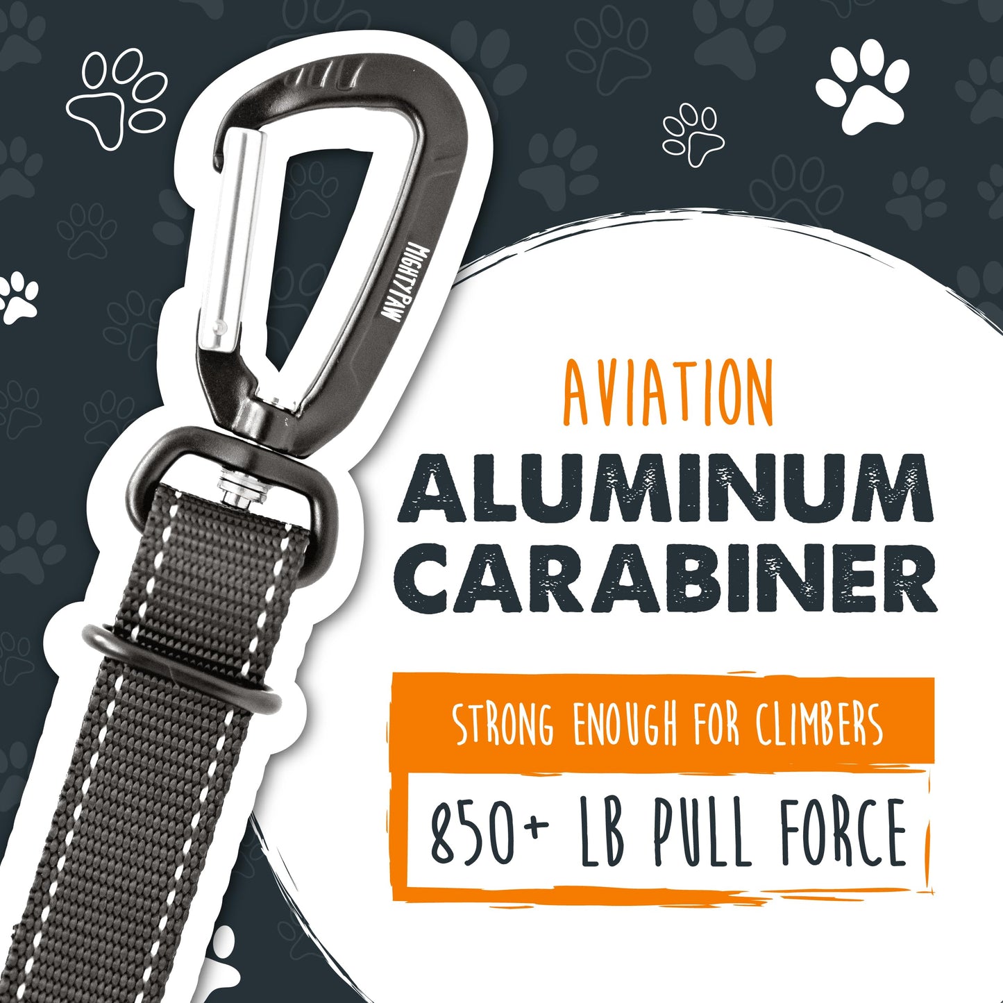 Mighty Paw Dog Seat Belt for Car – Heavy-Duty, Adjustable with Aviation Grade Aluminum Carabiner, Ensures Safe, Distraction-Free Driving for All Pet Sizes