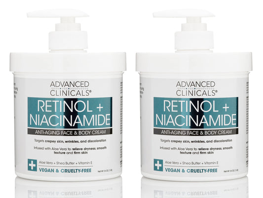 Advanced Clinicals Retinol Body & Face Lotion W/Niacinamide, Dry Skin Face Moisturizer & Crepey Skin Care Treatment, Anti Aging Retinol Cream Reduces