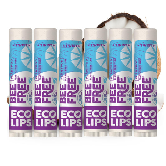 Eco Lips Bee Free Vegan Unscented 100% Natural Lip Balm - Soothe and Moisturize Dry, Cracked and Chapped Lips - 100% Plastic-Free Plant Pod Packaging