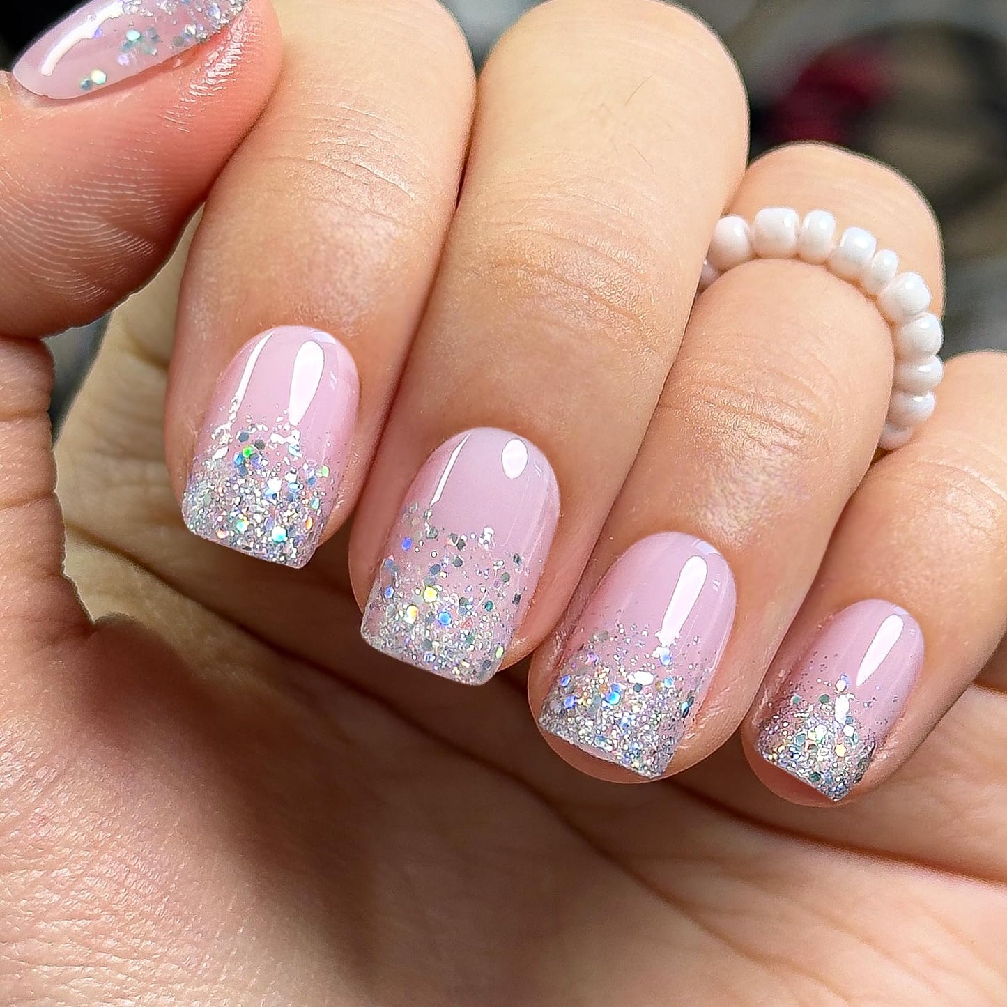 Curvlife 30pcs Short Press On Nails, Shining Stick on Fake Nails Design Glossy Acrylic Nails Tips Glue on Nails For Women False Nail Kit With Nail Beauty and Personal Care CurvLife