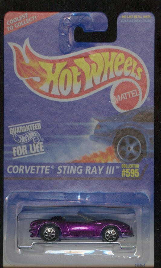 Hot Wheels 1995-595 PURPLE Corvette Sting Ray III 1:64 Scale