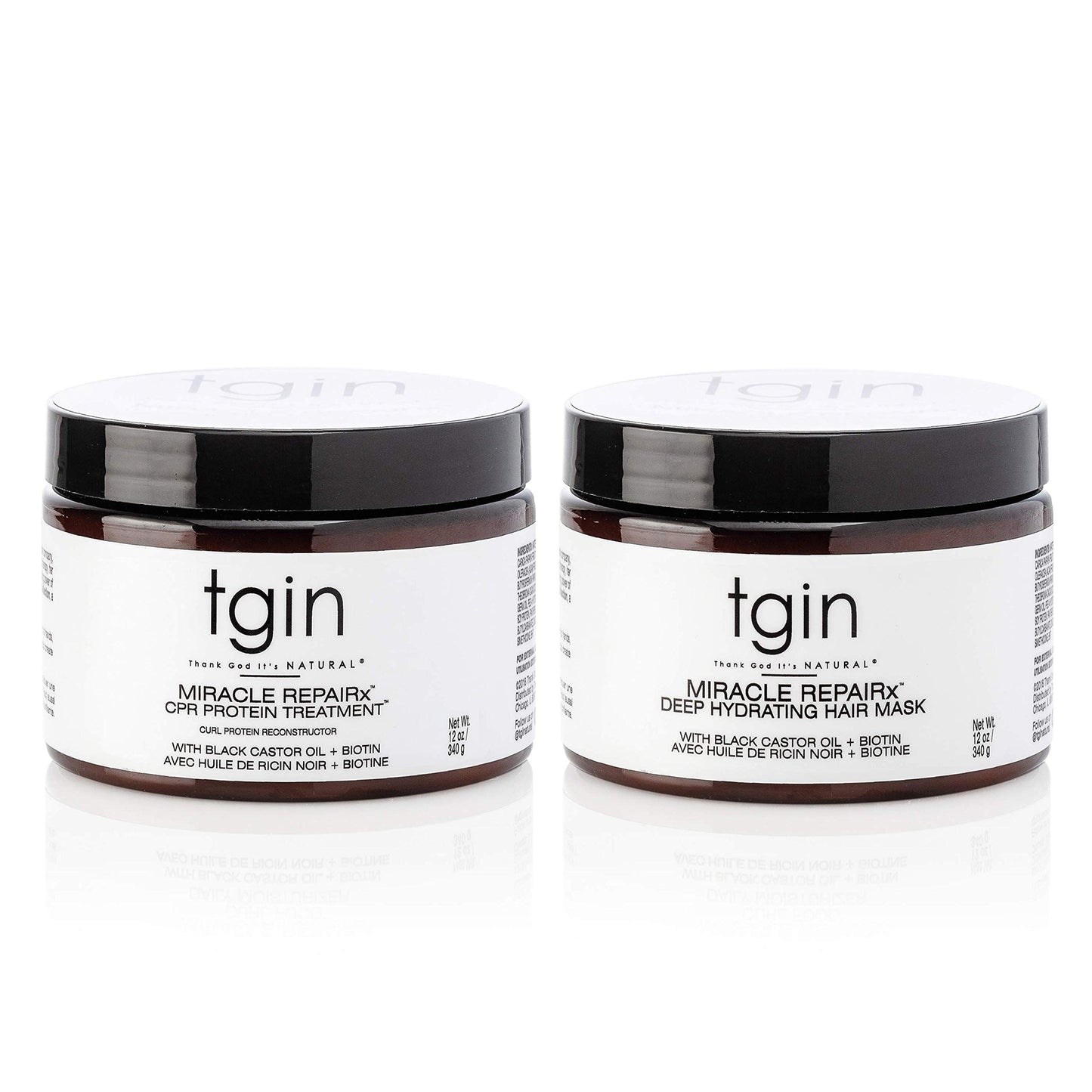 tgin Miracle RepaiRx Strengthening CPR Protein Treatment & Deep Hydrating Hair Mask, for Curly, Coily and Wavy Hair, Repairs, Protects, and Restores