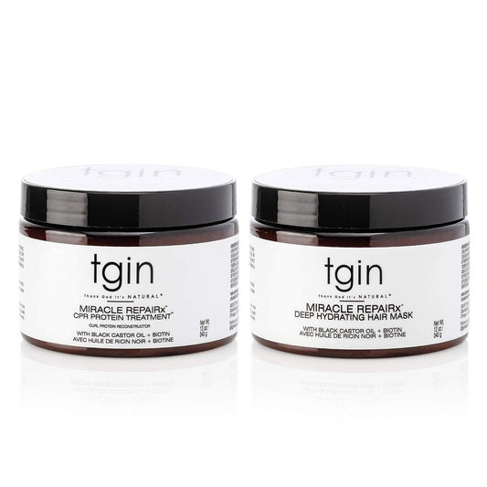tgin Miracle RepaiRx Strengthening CPR Protein Treatment & Deep Hydrating Hair Mask, for Curly, Coily and Wavy Hair, Repairs, Protects, and Restores