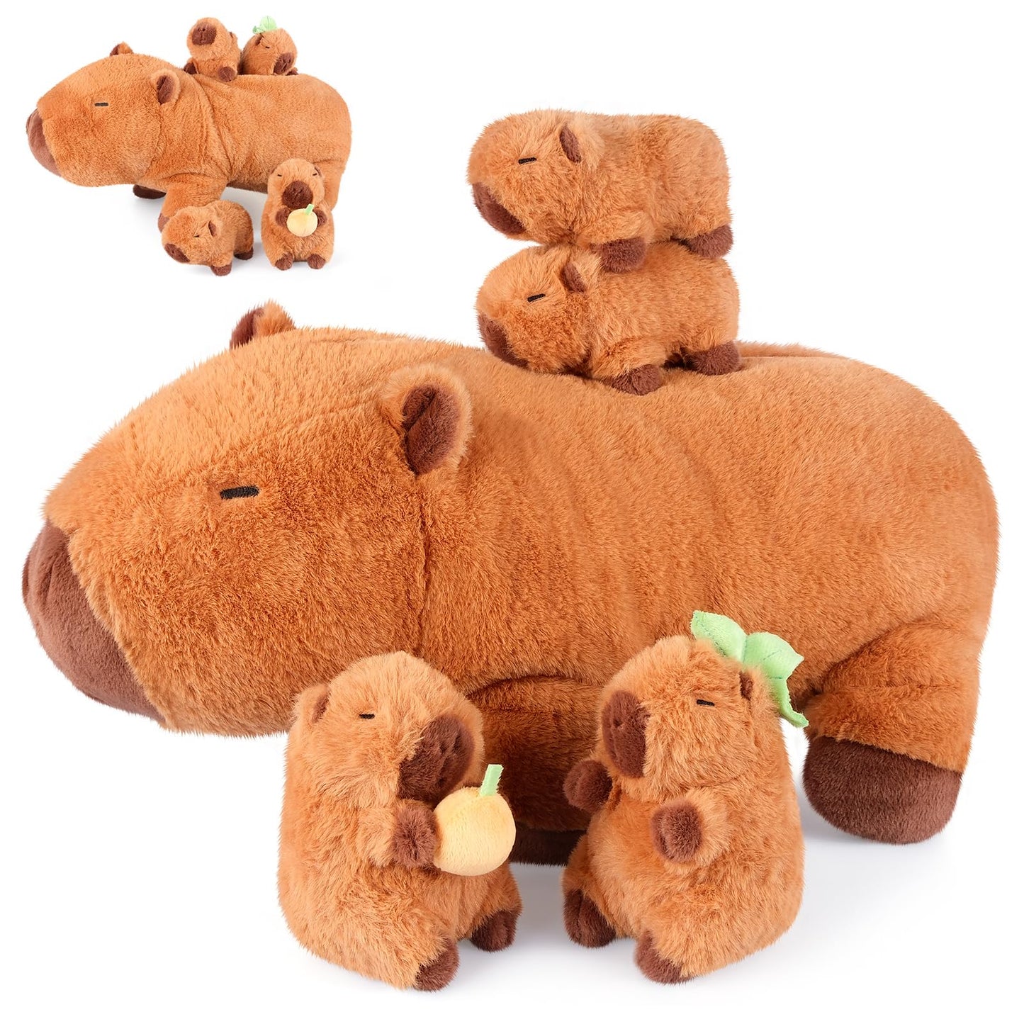SuzziPals 5-in-1 Capybara Stuffed Animals with Babies Inside, 5Pcs Set Capybara Plush with Mommy & 4 Babies, Soft Pillow Plushies Decor, Cute 3 to 8…