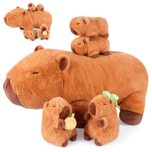 SuzziPals 5-in-1 Capybara Stuffed Animals with Babies Inside, 5Pcs Set Capybara Plush with Mommy & 4 Babies, Soft Pillow Plushies Decor, Cute 3 to 8…