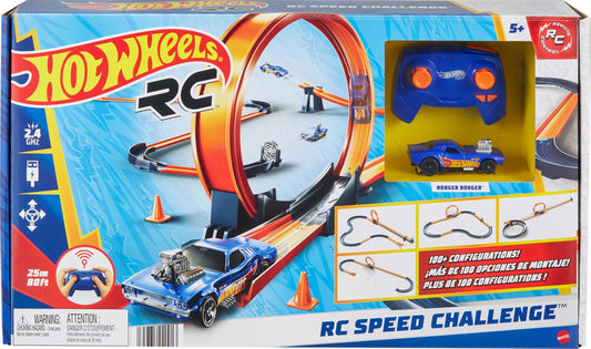 Hot Wheels Toy Car RC Set with 1:64 Scale Remote-Control Vehicle & 30+ Pieces of Race Track to Create Multiple Configurations