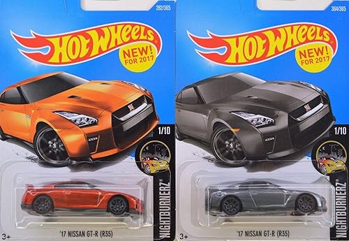 Hot Wheels 17 Nissan GT R (R35) Gray 364/365 and 17 Nissan GT R (R35) Orange 282/365 Bundle