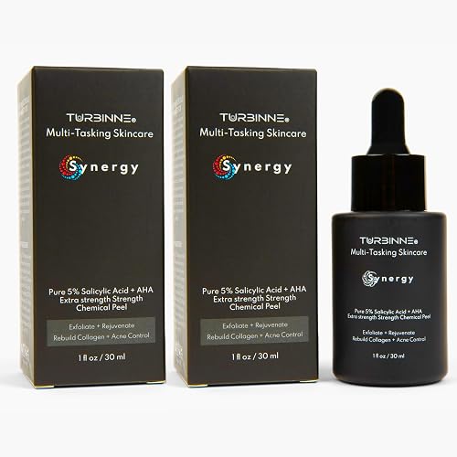 (2 Pack) Turbinne Synergy Multi-Tasking Extra Strength Chemical Peel. Pure 5% Salicylic Acid + AHA. Best For Exfoliate, Rejuvenate, Rebuild Collagen