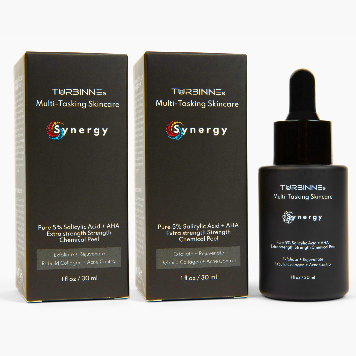 (2 Pack) Turbinne Synergy Multi-Tasking Extra Strength Chemical Peel. Pure 5% Salicylic Acid + AHA. Best For Exfoliate, Rejuvenate, Rebuild Collagen