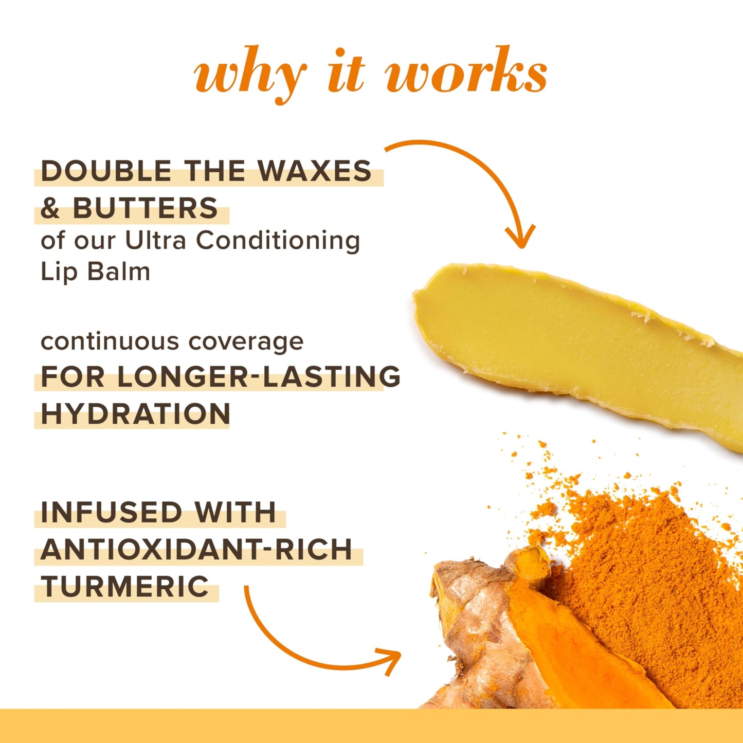Burt's Bees Rescue Balm Unscented Lip Balm, With Antioxidant-Rich Turmeric, Tint-Free, Natural Origin Lip Care, 2 Tubes, 0.15 oz.