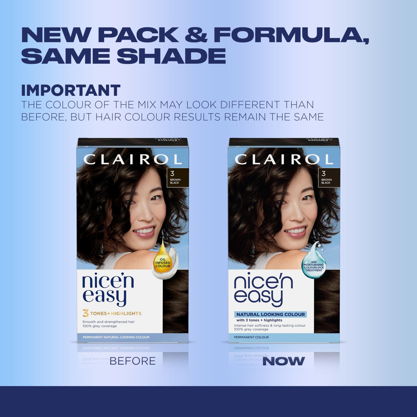 Clairol Nice'n Easy Permanent Hair Dye, 3 Brown Black | 100% Gray Coverage | Long?Lasting, Natural?Looking Color & Shine | Pack of 1