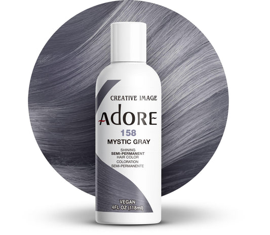 Adore Semi Permanent Hair Color (158 Mystic Grey) | Vegan & Cruelty-Free Grey Hair Dye | No Ammonia, No Peroxide, No Alcohol | 4 Fl Oz
