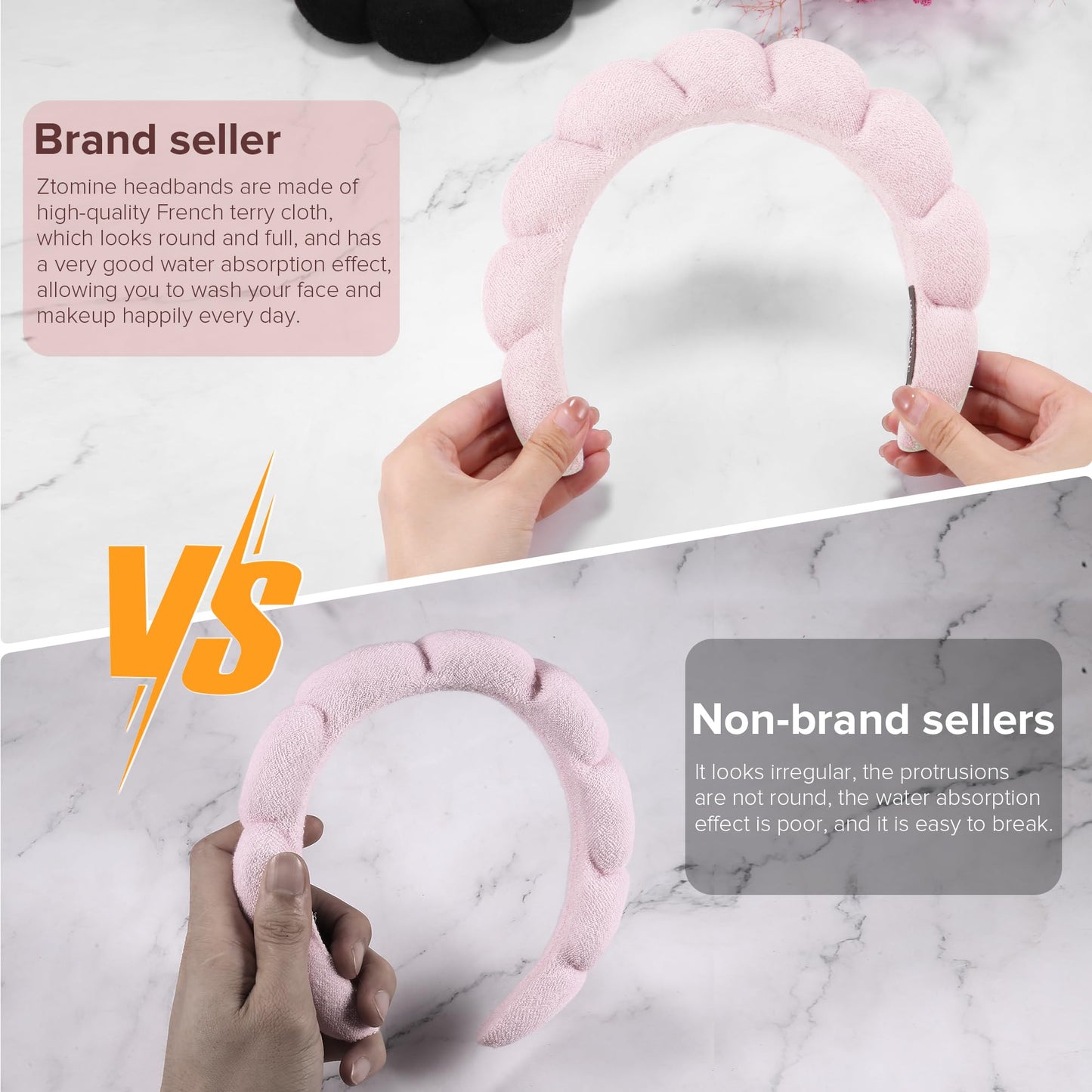 Ztomine Spa Headbands for Face Washing, Facials, Masks & Skin Treatments, Set of 2, 100% Cotton Terry Cloth, Plush Soft Absorbent Headband, Pink Beauty and Personal Care Ztomine