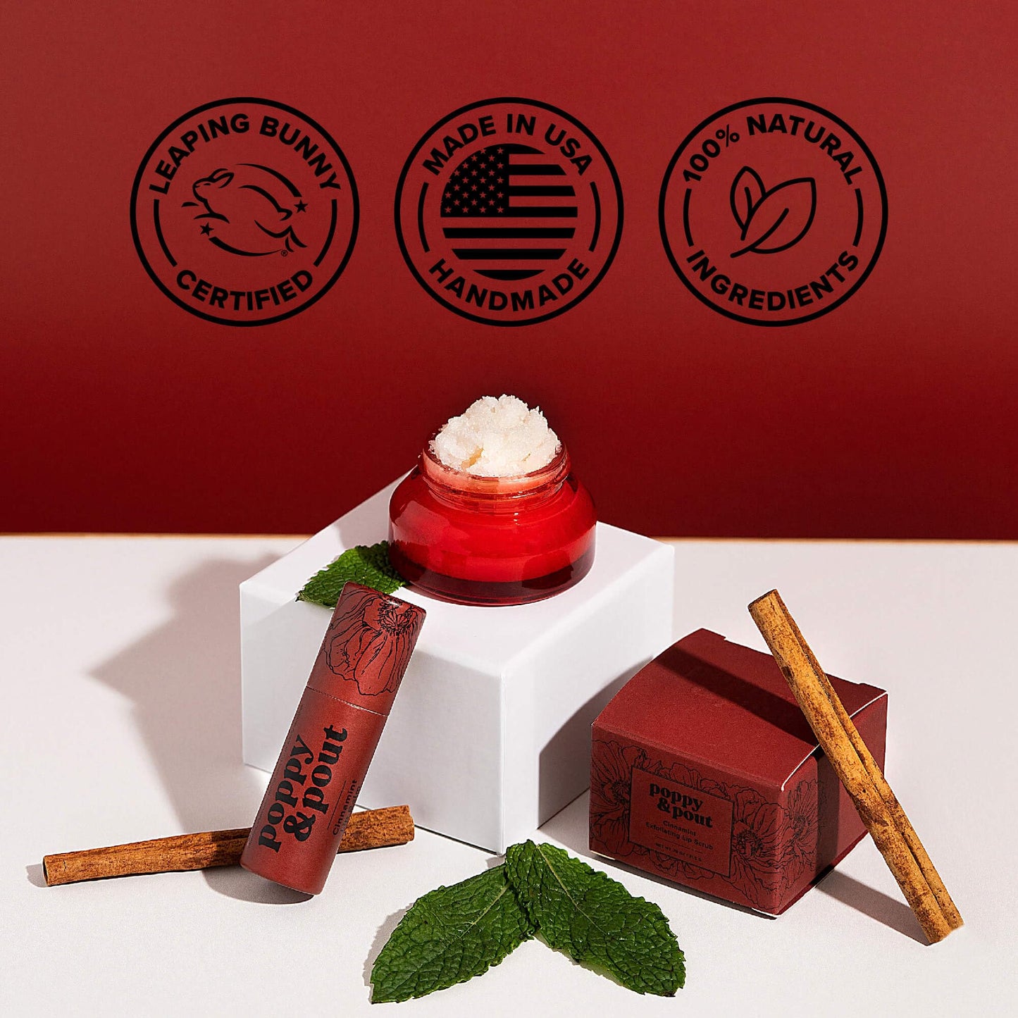 Poppy & Pout Cinnamint Jumbo Lip Balm | All Natural Lip Balms & Moisturizers | Hydrates with Beeswax, Vitamin E, Organic Coconut Oil | Cruelty-Free |