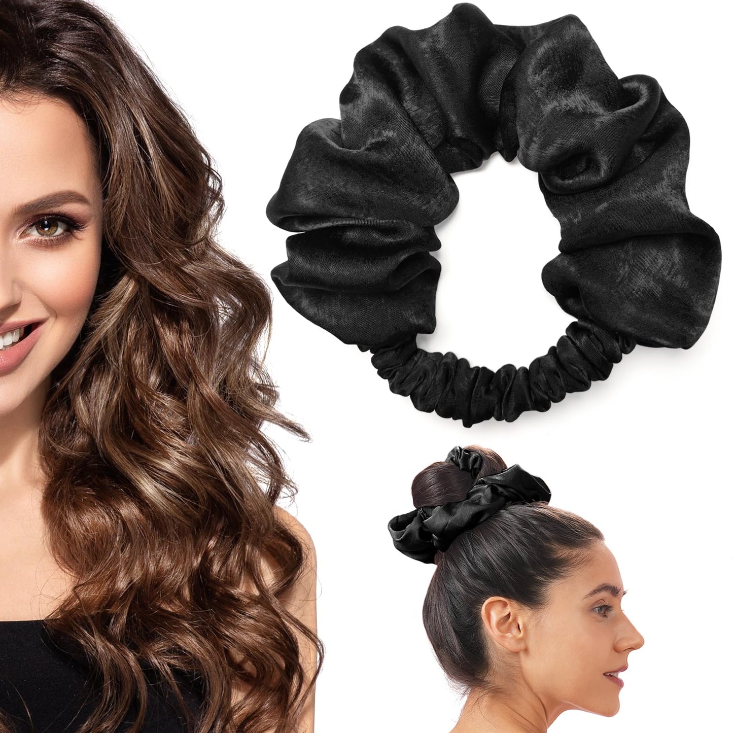 BLINKEEN Heatless Curling Scrunchie, Heatless Hair Curler to Sleep In, No Heat Curls for Long Hair, Soft Sleep Hair Roller (Black) Beauty and Personal Care BLINKEEN Default Title