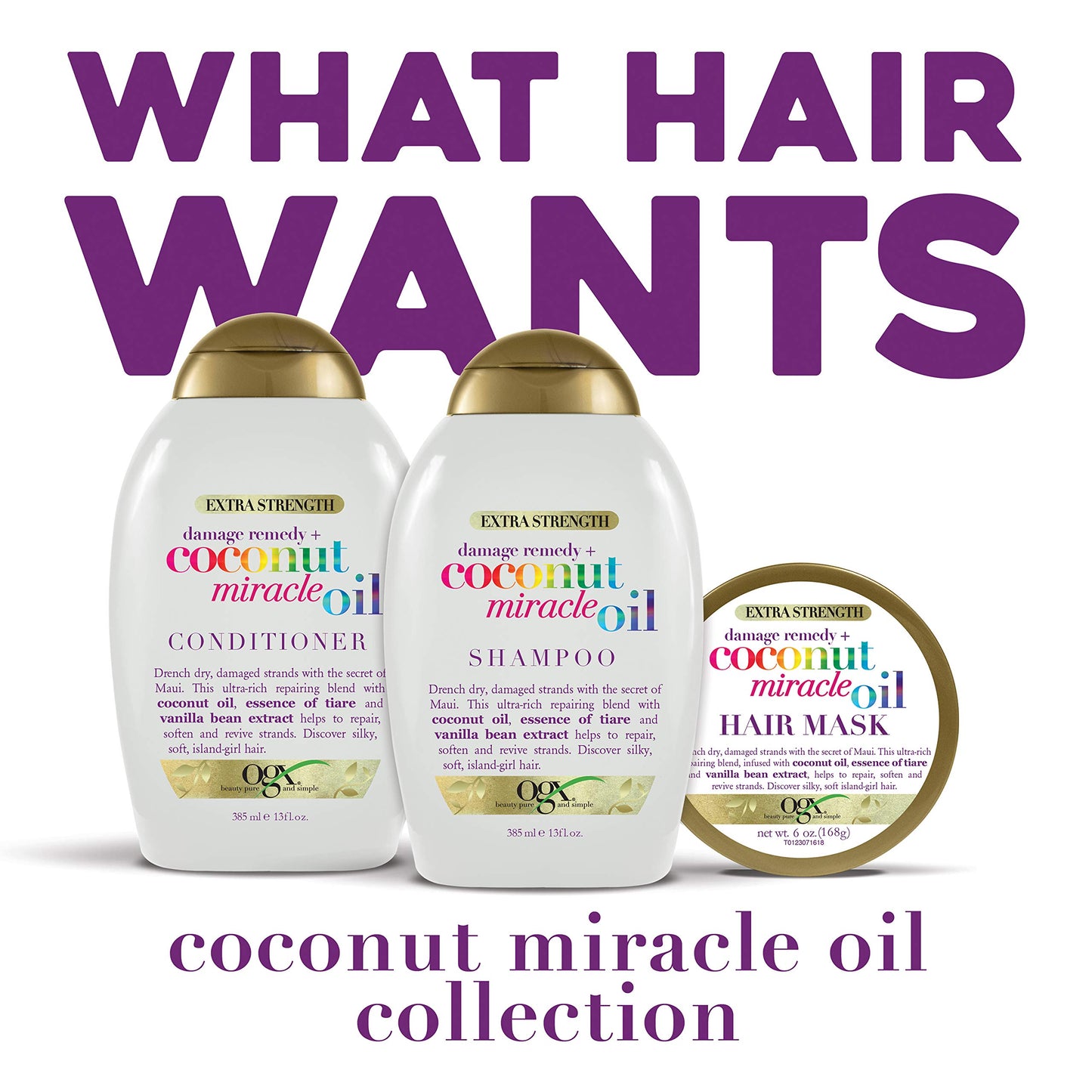 OGX Extra Strength Damage Remedy + Coconut Miracle Oil Hair Mask, Extra Hydrating & Softening Anti-Frizz Treatment to Help Repair Hair, Paraben-Free