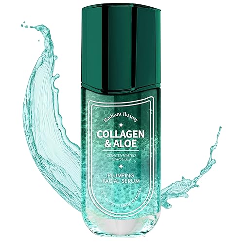 Radiant Beauty Collagen & Aloe Facial Serum - Anti-Aging, Plumping, Hydrating - Reduces Fine Lines & Wrinkles, Combats Dark Spots - Dermatologist