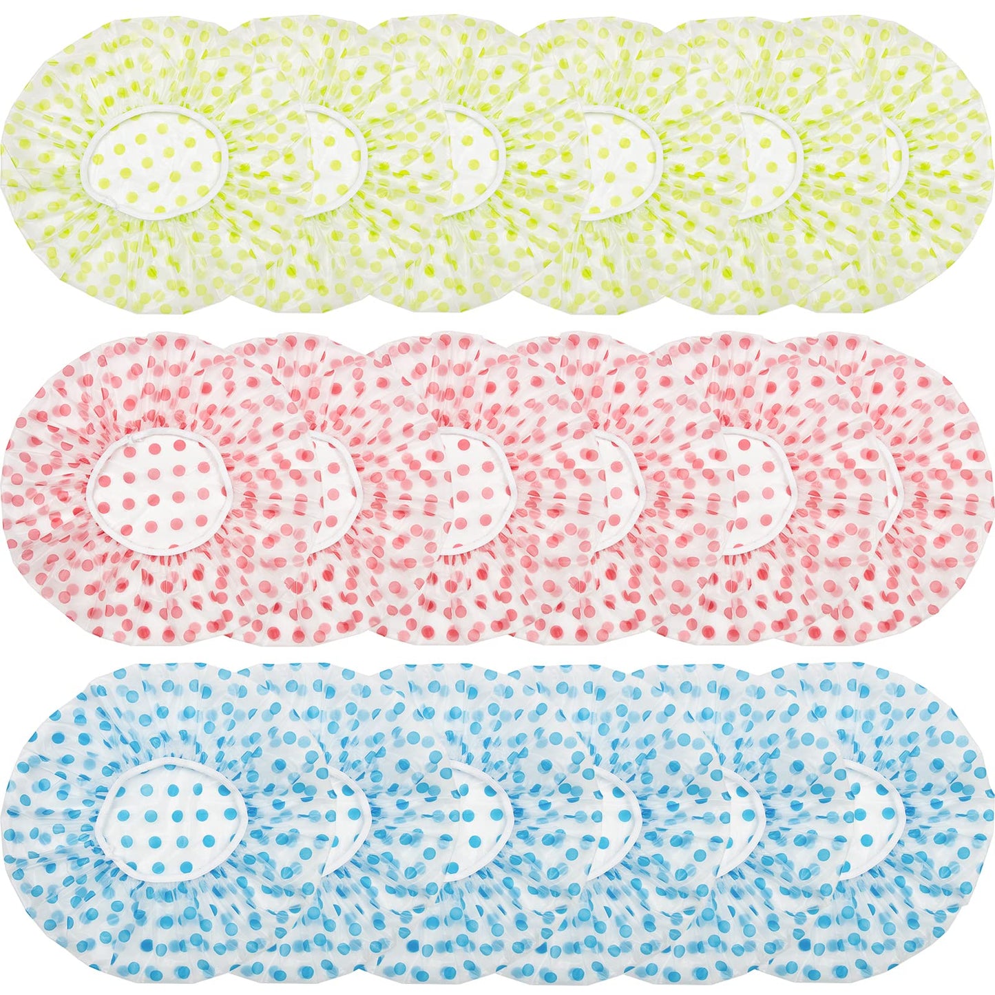 18Pcs Plastic Shower Caps for Women Reusable Waterproof Bath Caps Bathing Hair Cap Shower Caps for Shower,Spa,Salon,Housework,Girls,Home,Travel