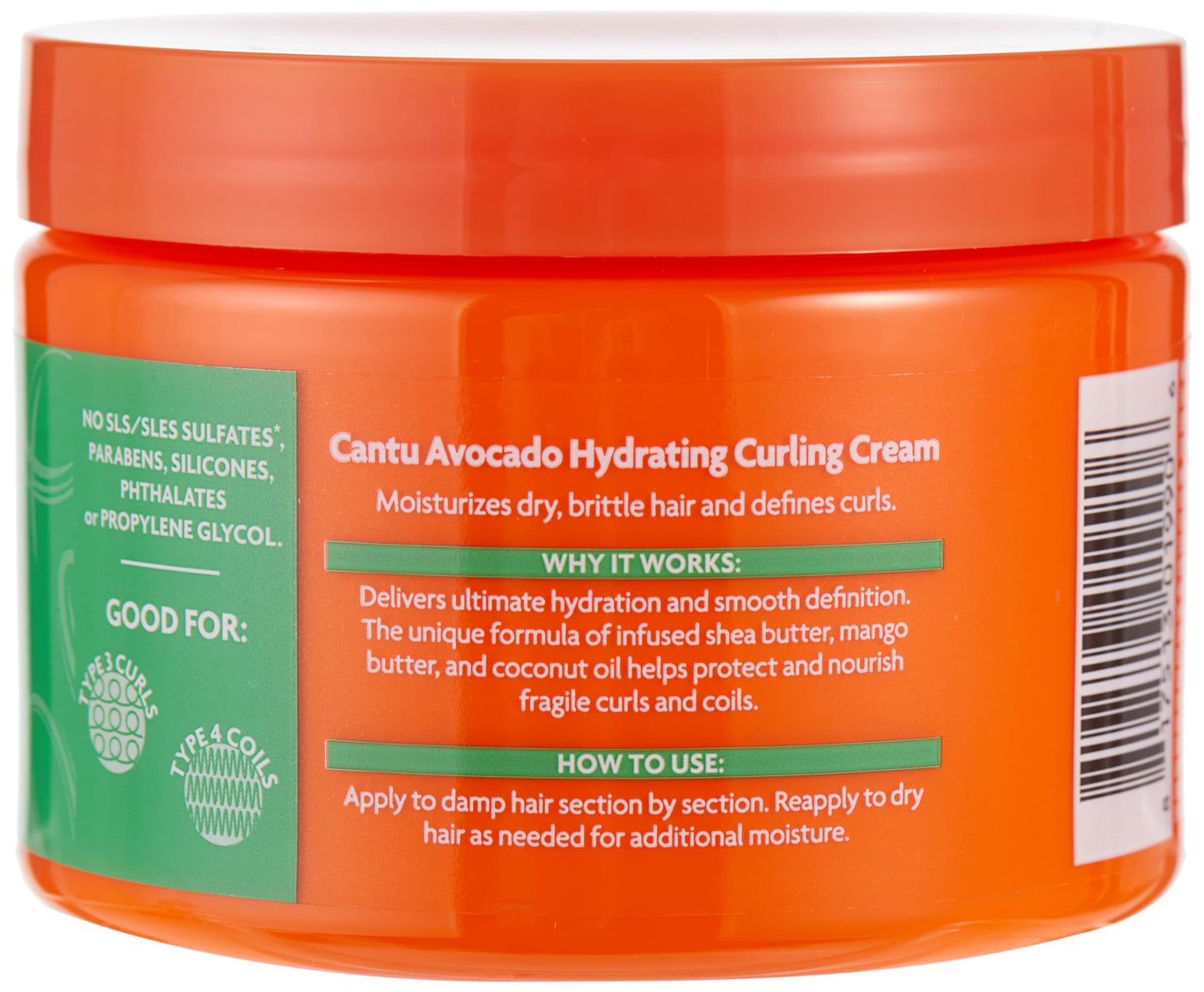 Cantu Avocado Curling Cream Hydrating 12 Ounce Jar (Pack of 2)