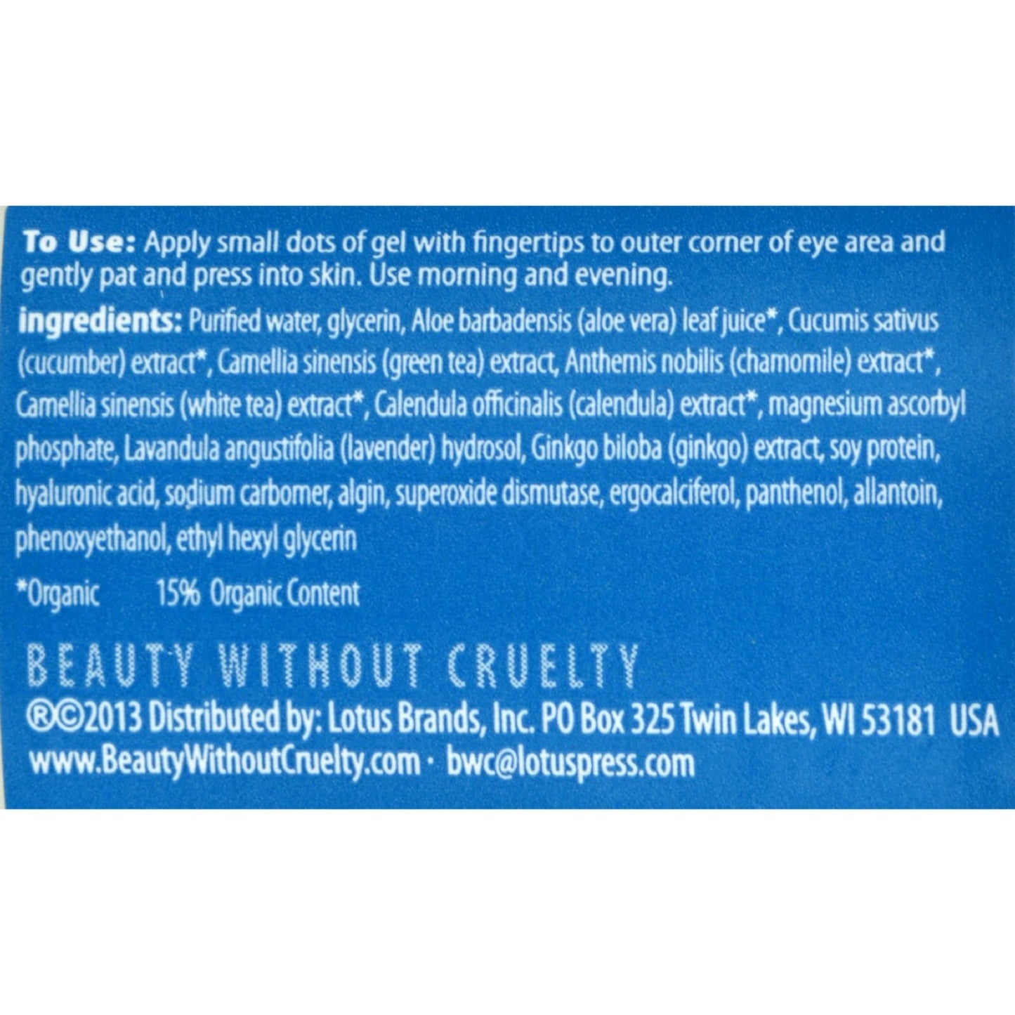 Beauty without Cruelty Green Tea Nourishing Eye Gel, 1-Ounce