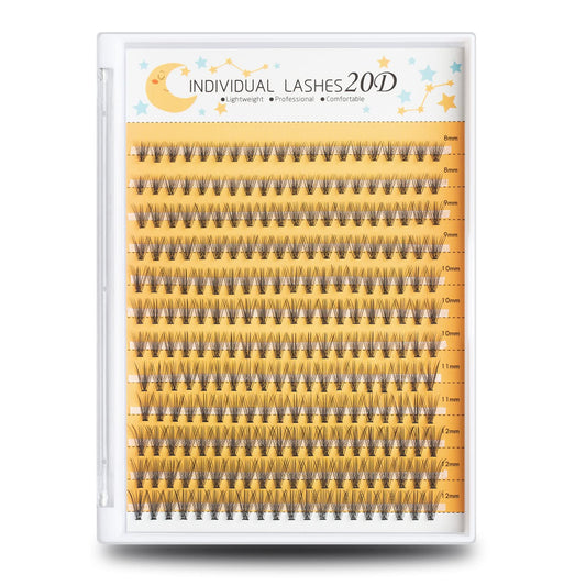 FinyDreamy 240pcs Individual Lashes Extension, 20D Volume Mix Pack Cluster Lashes, 8-12mm Mix Lengths C Curl 0.07mm Thickness Professional Makeup