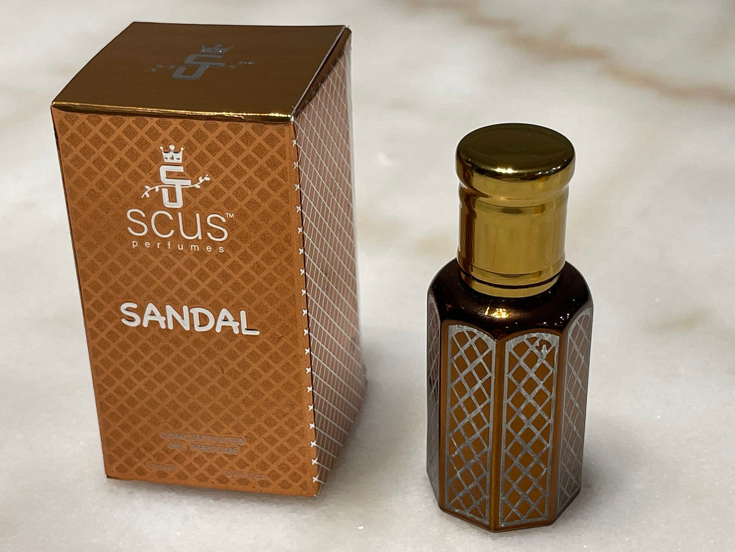 SCUS Perfumes Sandal Fragrance for Men & Women Woody Earthy Concentrated Perfume oil Long Lasting Fragrance Non-Alcoholic (Parfum 12ml with Velvet