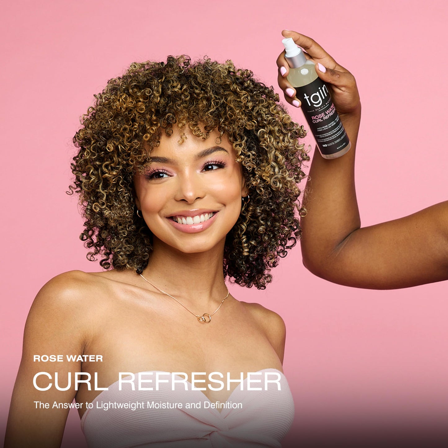 tgin Rose Water Curl Refresher - Curl Spray for Curly, Coily, and Wavy Hair - tgin Hair Products Enhances Shine, Reduces Frizz, and Moisturizes Dry