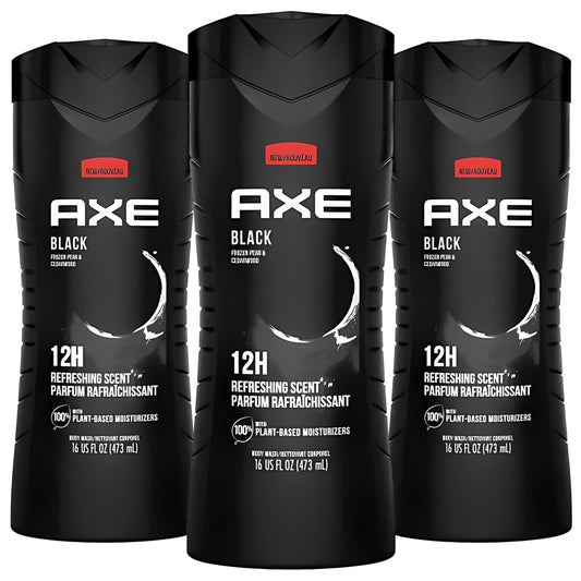 Axe Body Wash Black Frozen Pear And Cedarwood 12Hr 16 Ounce (Pack of 3)