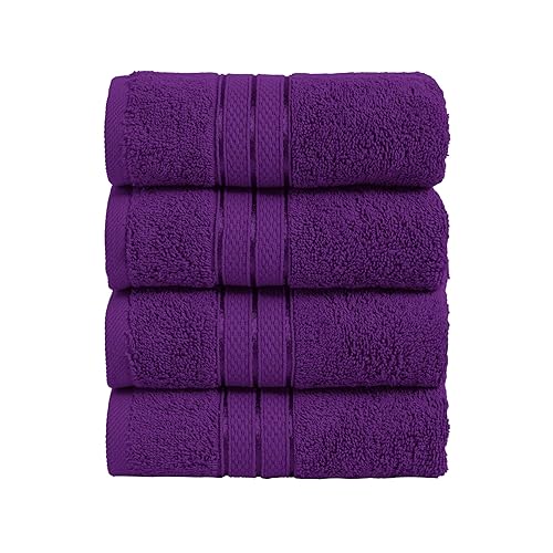 Elegant Comfort Three Line Popcorn Towel Set for Bathroom 16 x 28 inches, Premium Hotel Quality 4-Pack Hand Towels, 100% Turkish Cotton, Soft…