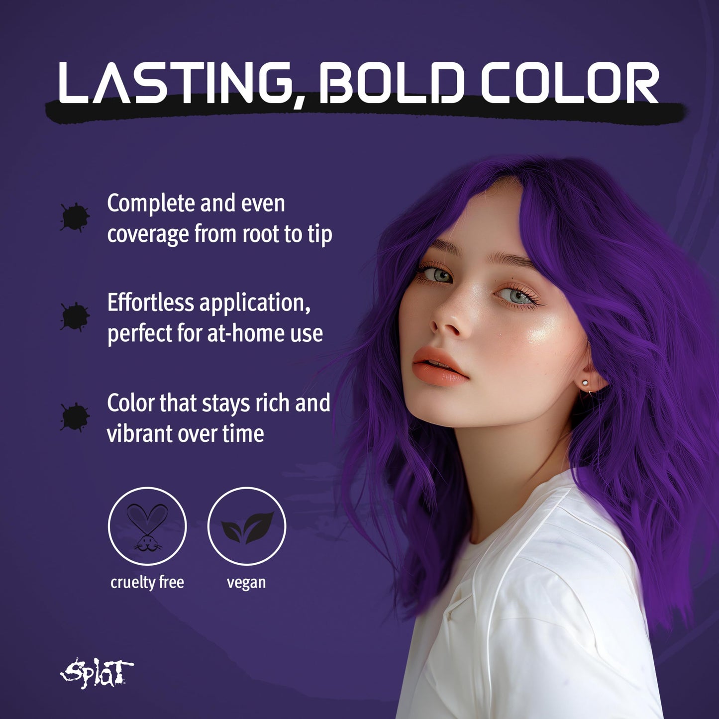 Splat | Complete Kit | Hair Dye | Semi-Permanent | Long Lasting | Vegan and Cruelty-Free (Passionate Purple)