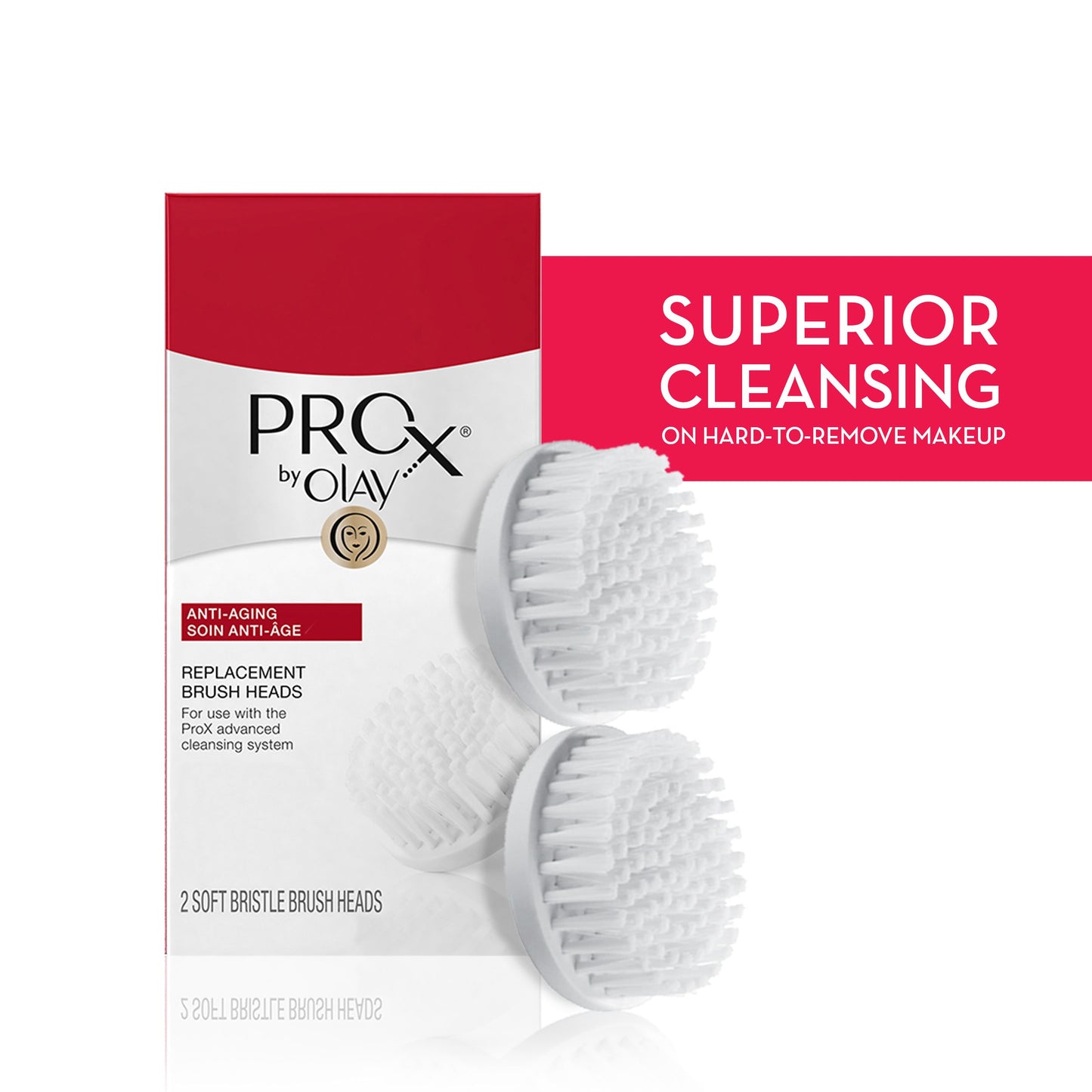 Olay ProX Face Brush Advanced Facial Cleansing System Replacement Brush Heads, 2 Count