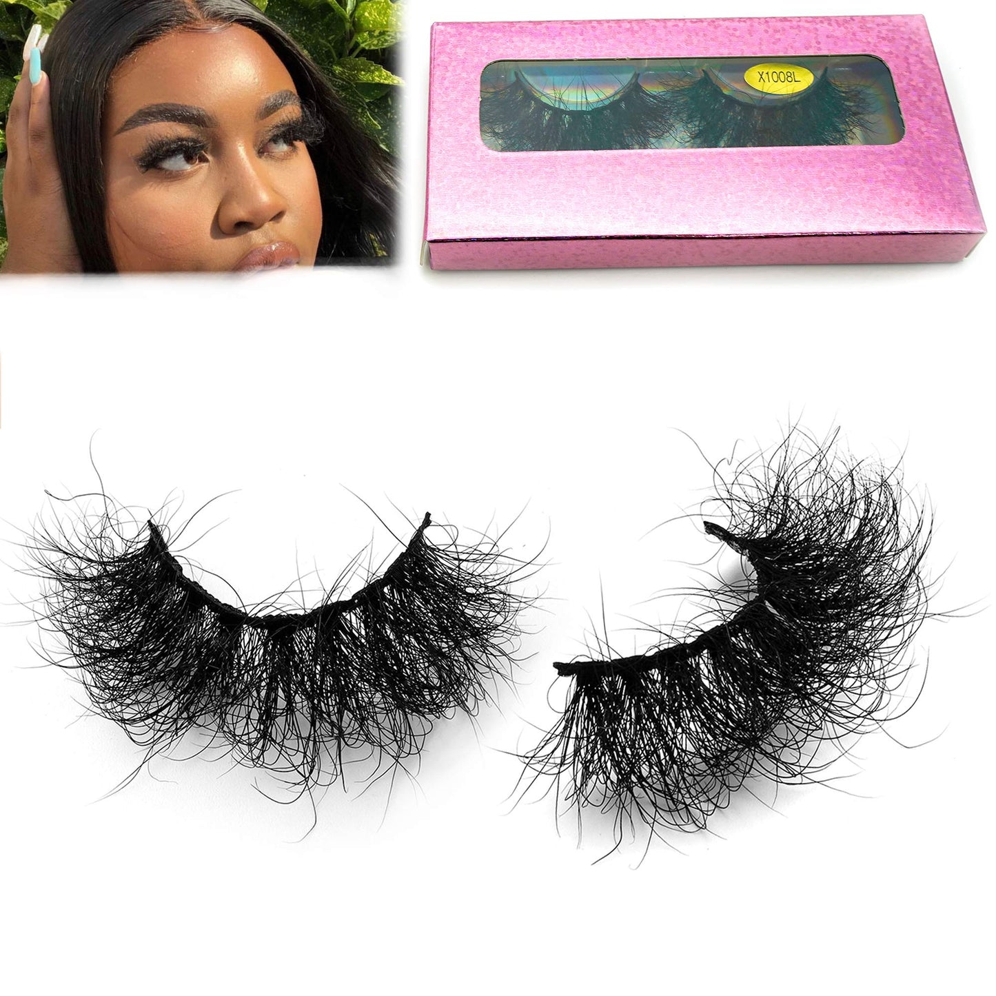 Fluffy Mink Lashes Miuhair False Eyelashes Natural Real Mink Lashes Fluffy Long 5D Dramatic Eyelashes for Women Full Lashes Durable Reusable Mink