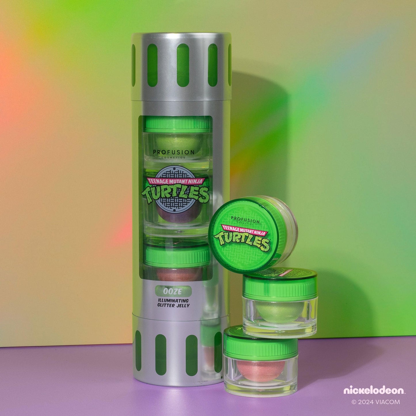 Profusion Cosmetics TMNT Illuminating 3 PC Face & Body Glitter Jelly Set, Long-Lasting Hydrating Jelly for Party Makeup, Multi-Purpose Glitter Gel