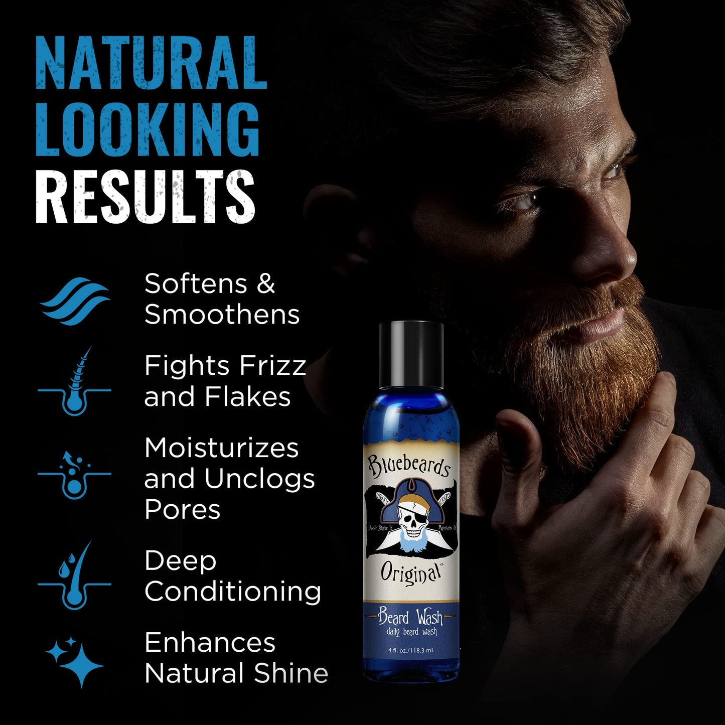 Beard Wash for Men - 4 oz Bluebeards Original Natural Beard Wash and Beard Moisturizer, Infused with Aloe & Lime - Deeply Cleans, Softens,