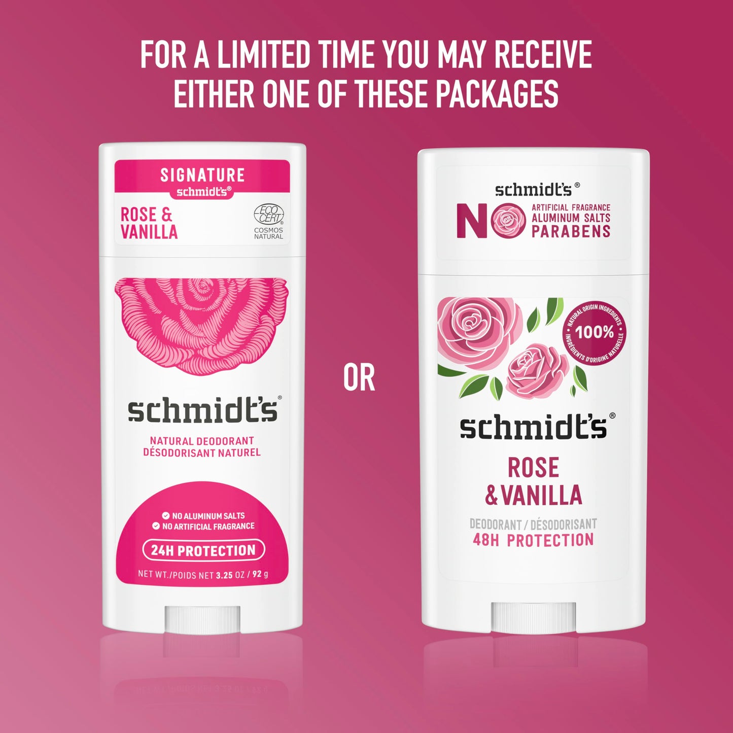 Schmidt's Aluminum-Free Vegan Deodorant Rose & Vanilla with 24 Hour Odor Protection 2 Count for Women and Men, Natural Ingredients, Cruelty-Free, 2.65 Beauty and Personal Care Schmidt's