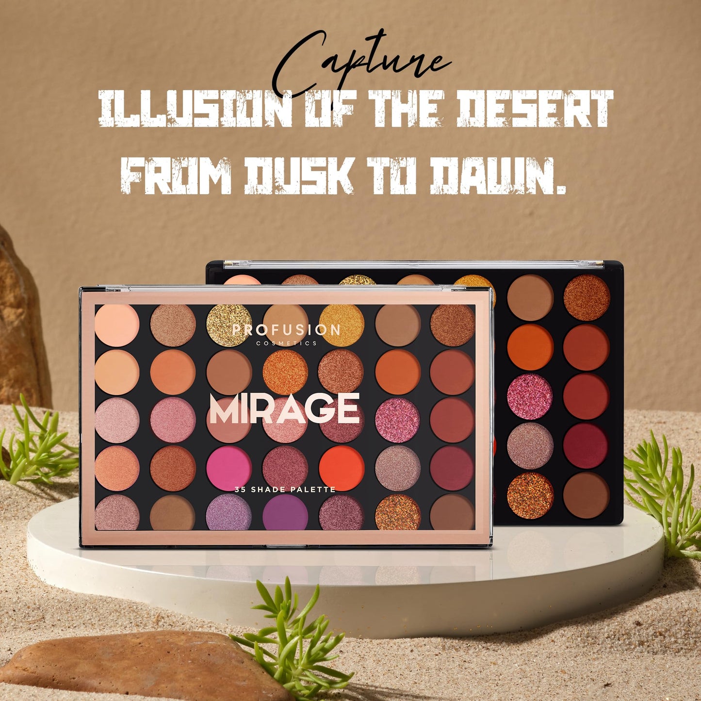 Profusion Cosmetics Mirage 35 Shade Eyeshadow Palette - Ultra-Pigmented Powder in Bright, Vibrant Colors for Stunning Eye Looks, Skin-Friendly, Vegan…