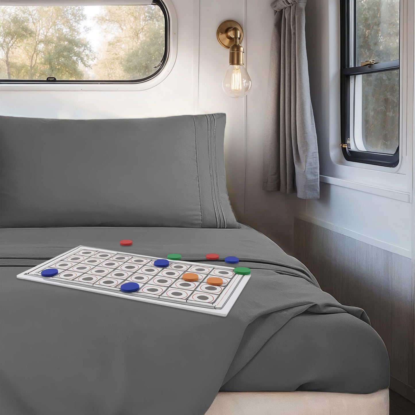 Hearth & Harbor Short Queen Sheets for RV, Dark Grey RV Queen Sheets, Silky Soft 1800 Microfiber Bed Sheet for Camper, 4 Piece RV Bedding with