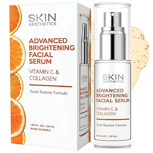 Skin Aesthetics Vitamin C Serum For Face - Dermatologist Tested - with Collagen For Dark Spots, Skin Brightening, Anti-Aging & Acne + Fine Lines