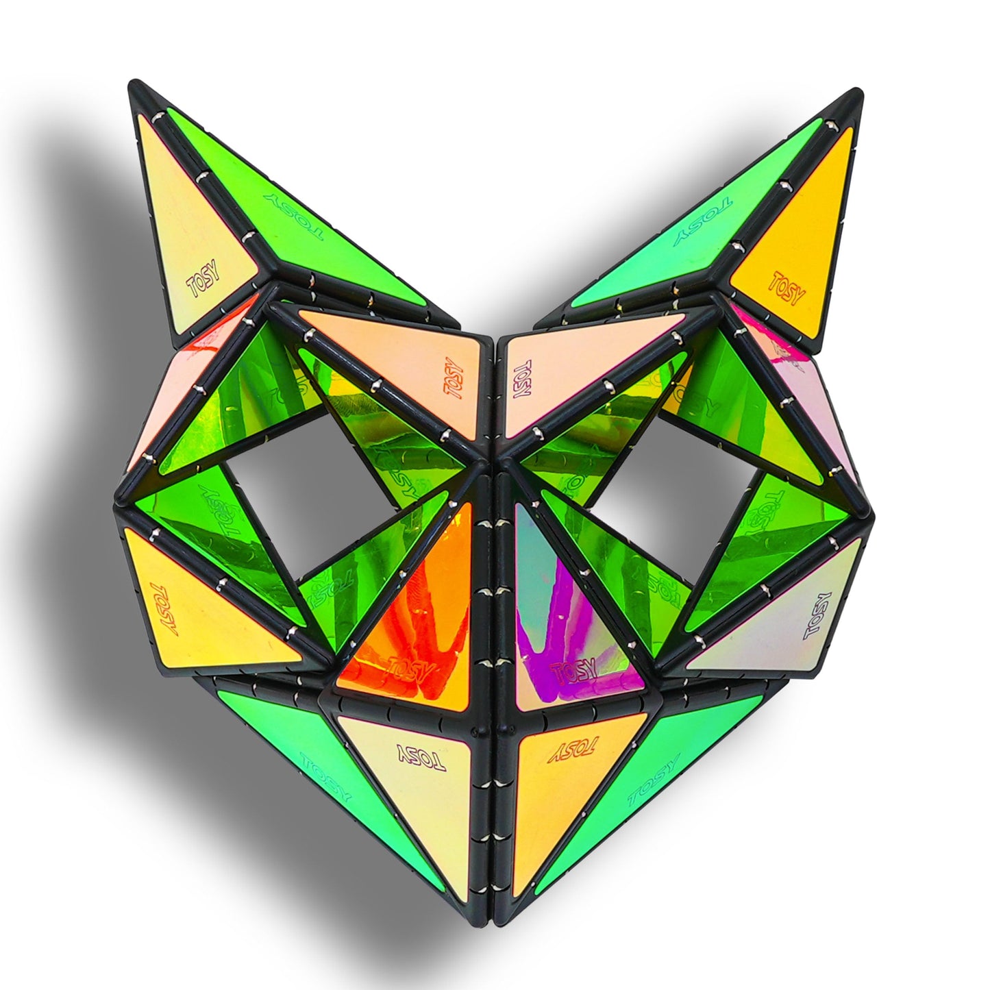 TOSY Magnet Pyramid Glow – 12pc Cube with 243 Rare Earth Magnets, Transforms into 1B+ Shapes, Glowing STEM/STEAM Creative Puzzle Toy