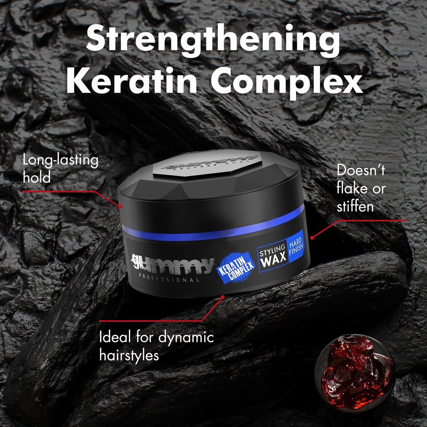 Gummy Professional Hard Finish Hair Wax - Maximum Hold Styling Wax - Transparent Water-Based Non-Greasy Formula - Leaves No Residue, Washes Out Easily Beauty and Personal Care Gummy