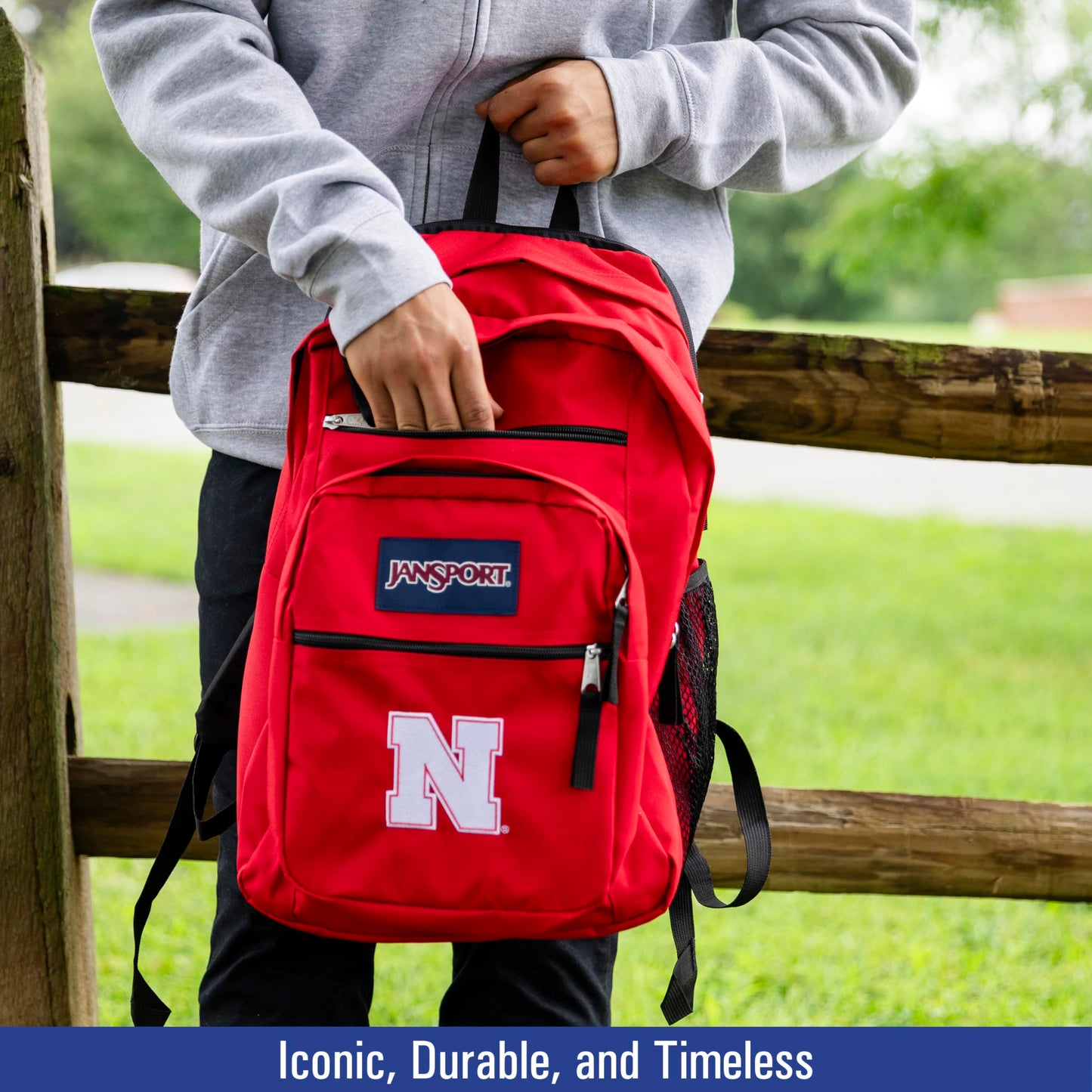 JanSport NCAA Officially Licensed Backpack, Ohio State Buckeyes, Big Student with Padded 15-Inch Laptop Sleeve, 2 Compartment Computer Bag with Bottle Pocket & Haul Handle, Book Rucksack, Red Tape