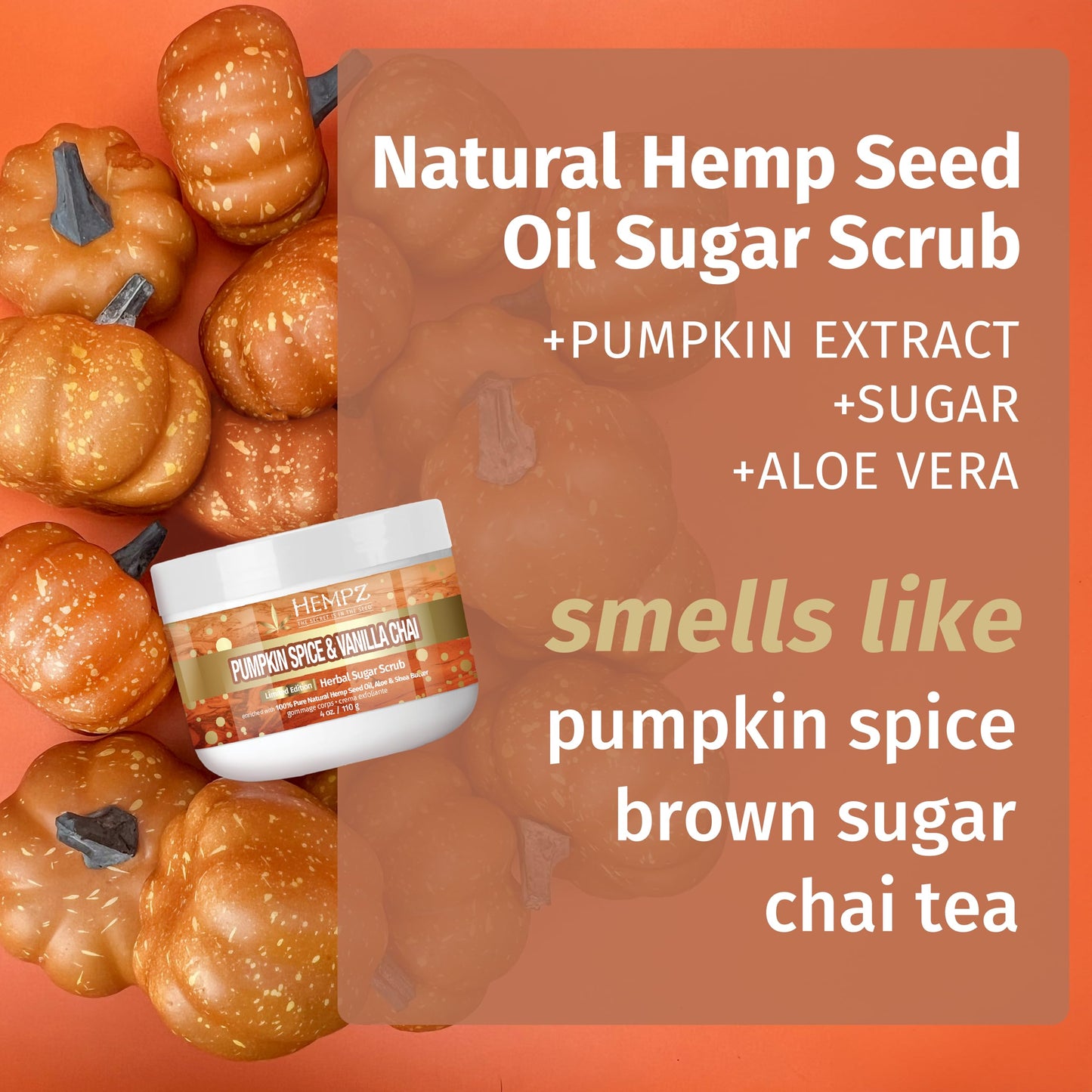 Hempz Limited Edition Pumpkin Spice & Vanilla Chai Sugar Body Scrub 4 oz Beauty & Personal Care Hempz