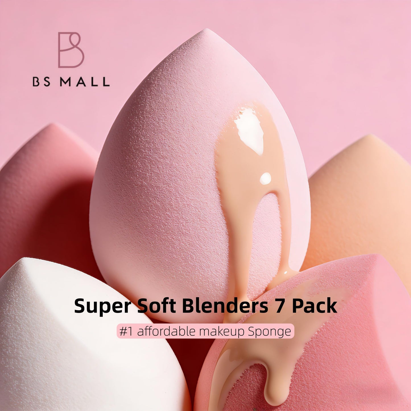 Makeup Sponge Set BS-MALL with Storage Case 7 Pcs for Liquid, Cream, and Powder,SAVE Foundation with 1 Mini Makeup Sponge For Travel Daily Use Beauty and Personal Care BS-MALL