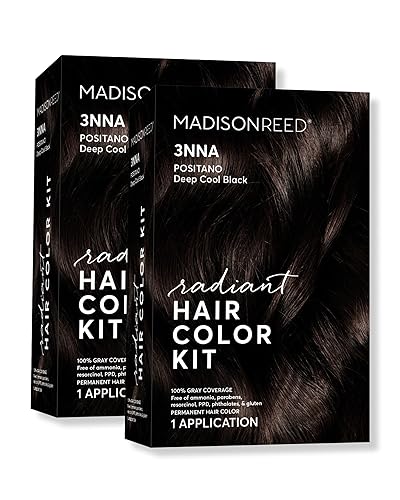 Madison Reed Radiant Hair Color Kit - 3NNA Cool Black-Brown with Ash Undertones (Positano Black), Dimensional Gray Hair Blending Permanent Hair Dye