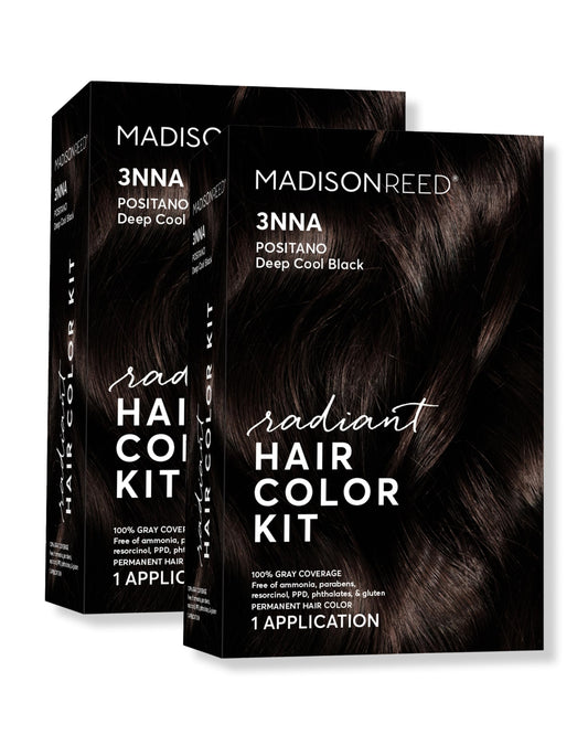 Madison Reed Radiant Hair Color Kit - 3NNA Cool Black-Brown with Ash Undertones (Positano Black), Dimensional Gray Hair Blending Permanent Hair Dye