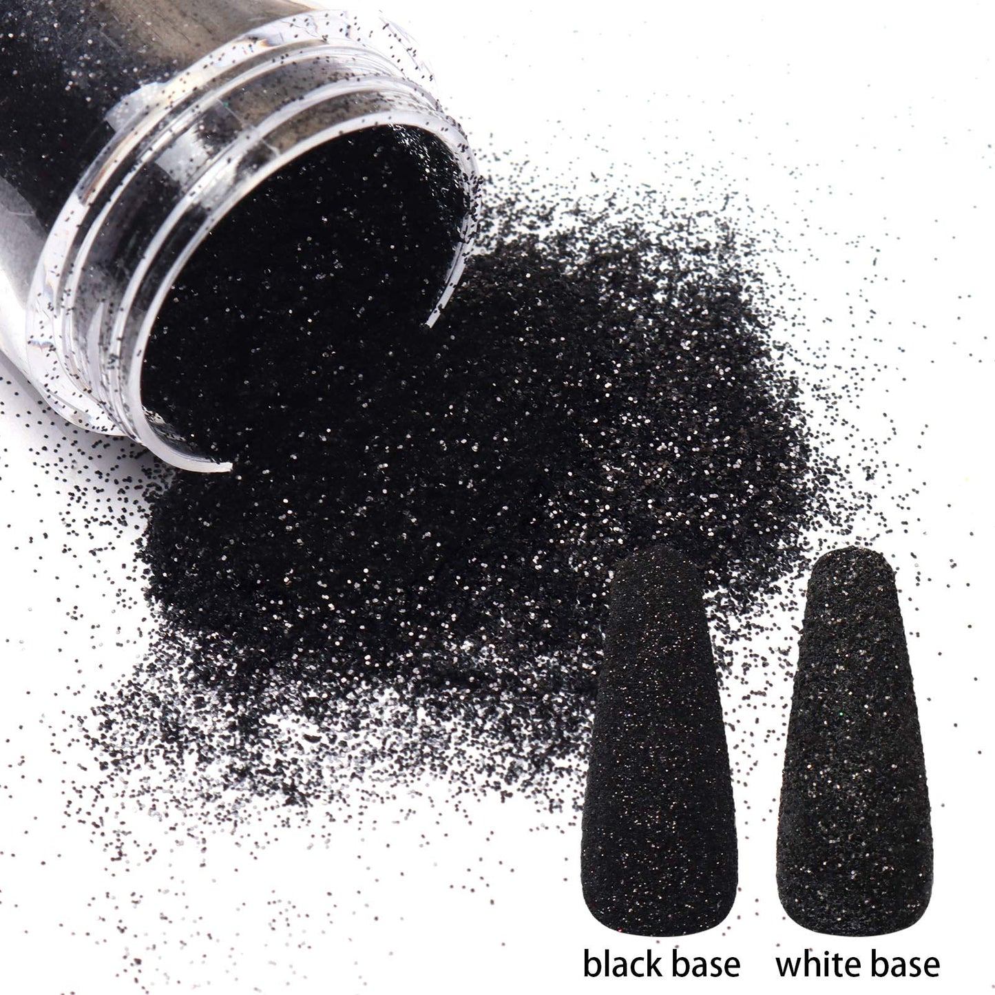 Allstarry 2 Colors Nail Glitter Dust - White Black Sand Powder Shining Sugar Effect Glitter Candy Coat Cosmetic Festival DIY Nail Art Decoration