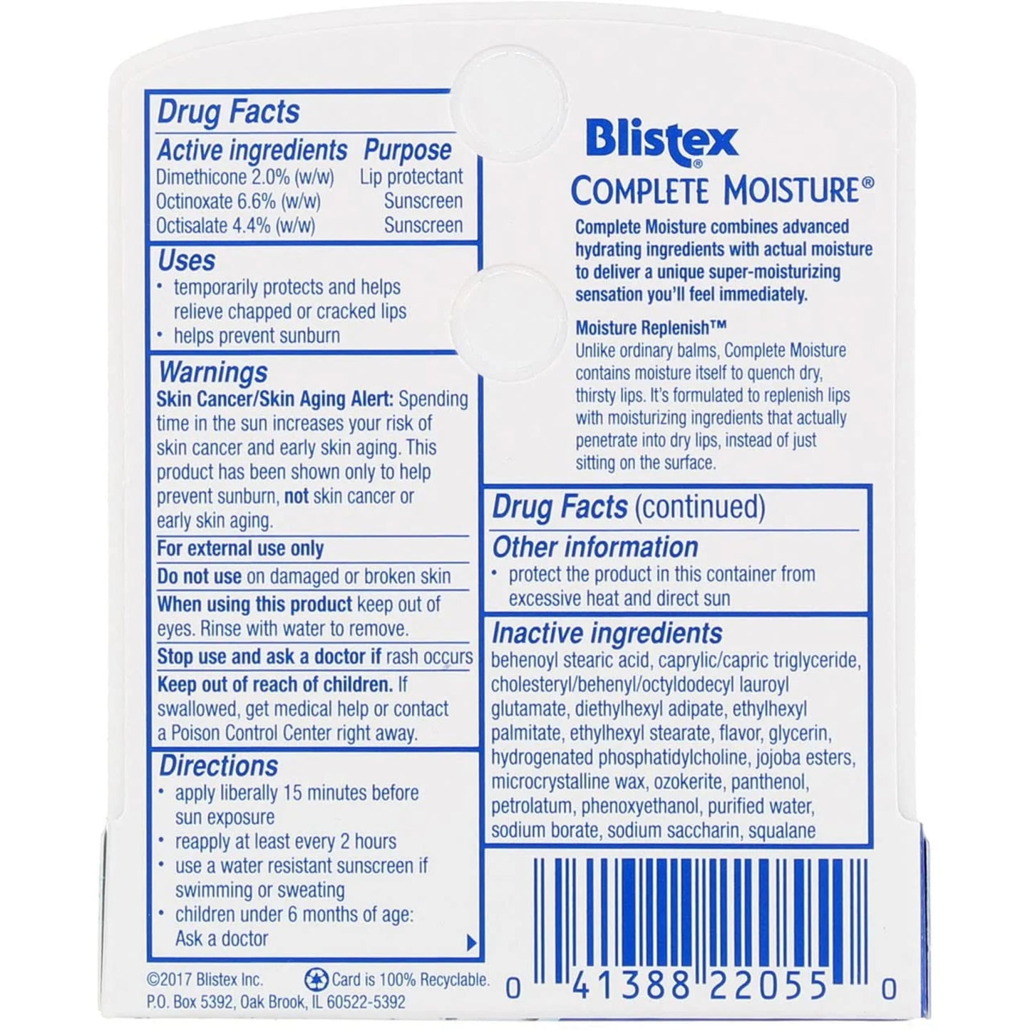 Special pack of 5 BLISTEX COMPLETE MOIST BALM 0.15 oz Beauty and Personal Care Blistex